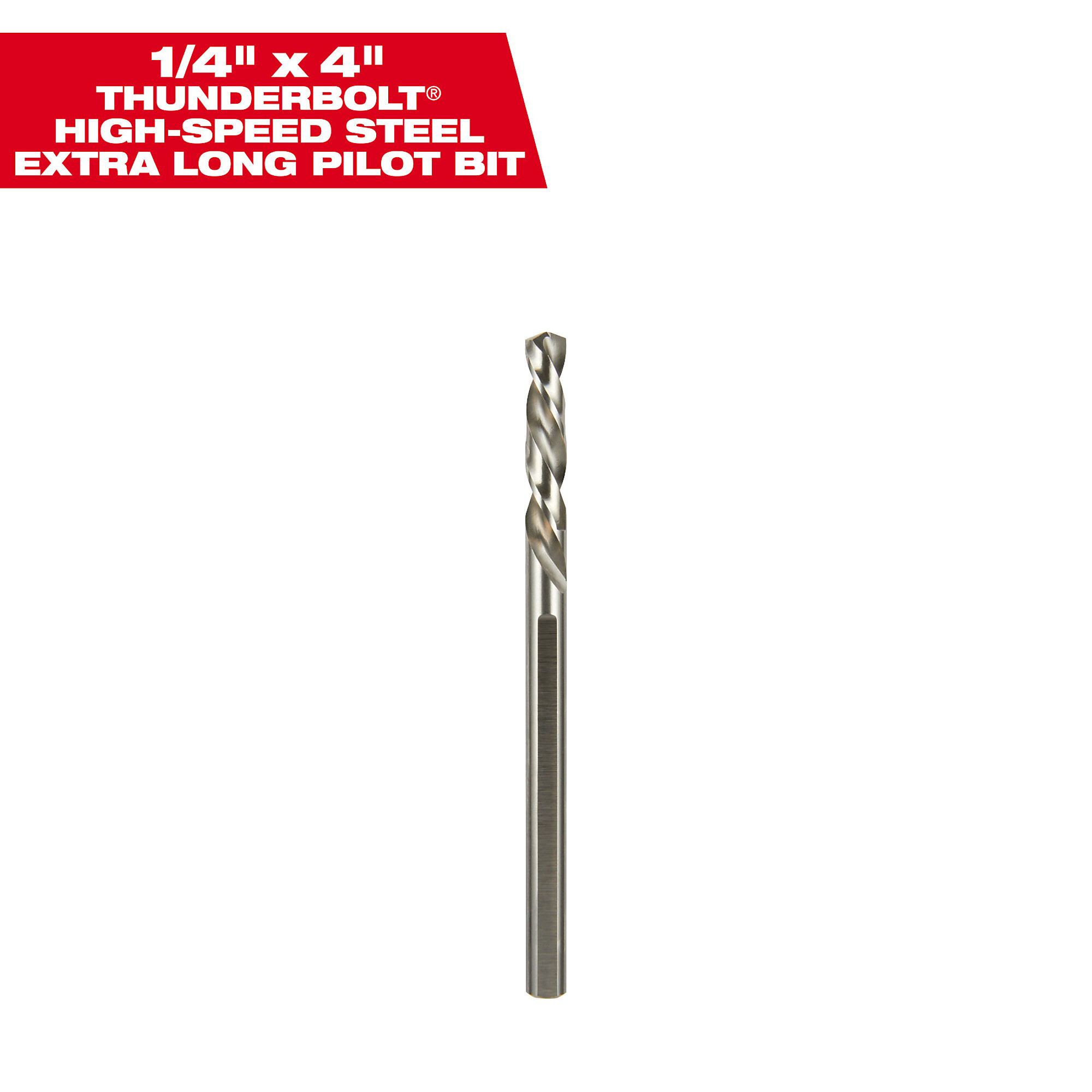 Milwaukee Thunderbolt High Speed Steel Pilot Bit for Hole Saws, 1/4in. x 4in., Model# 49-56-8000